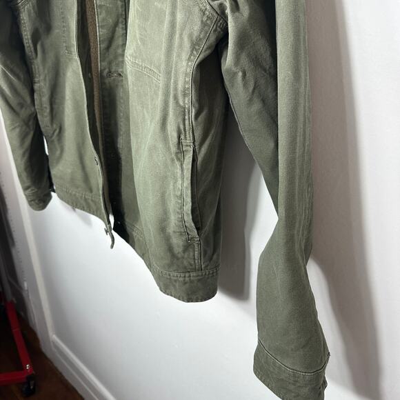 Woolrich Sherpa Lined Trucker Jacket Mens XXL Green Cotton Canvas Corduroy - Picture 11 of 15